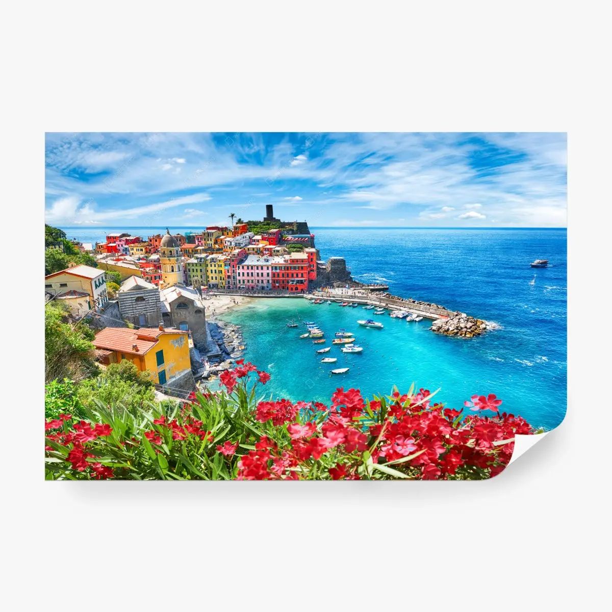 Wall mural Vernazza colorful harbor panorama • Wallissimo®