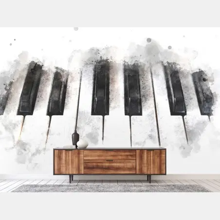Wall mural watercolor piano keys composition • Wallissimo®