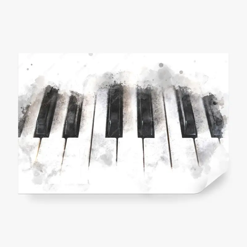 Wall mural watercolor piano keys composition