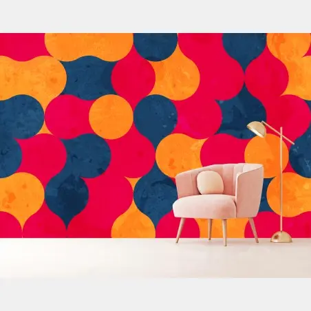 Wall mural vibrant geometric pattern in bold colors • Wallissimo®
