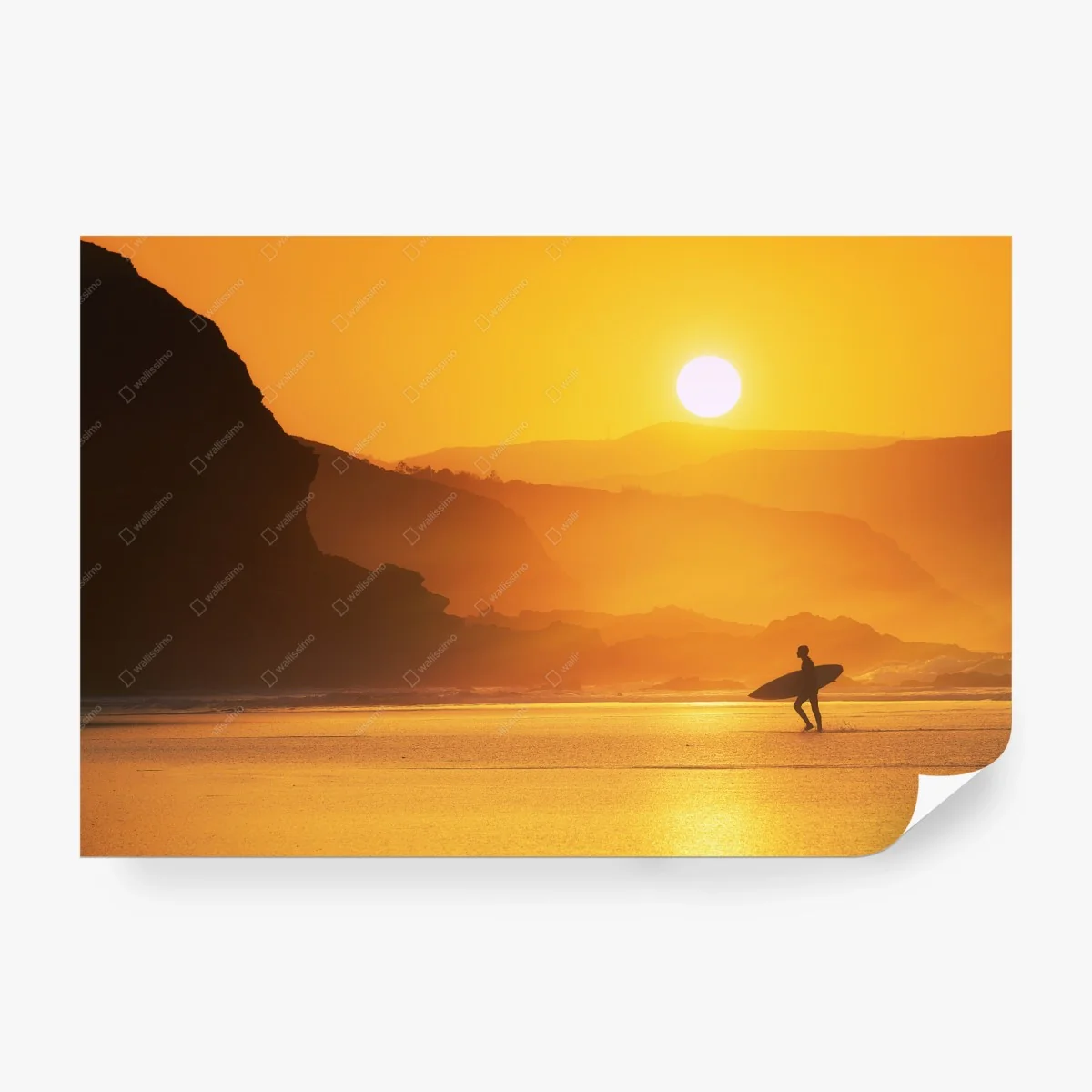 Wall mural golden surf sunset • Wallissimo® Wall mural golden surf sunset • Wallissimo®