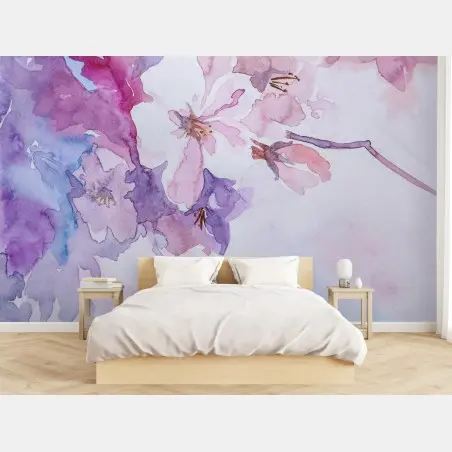 Wall mural delicate watercolor blossoms • Wallissimo®