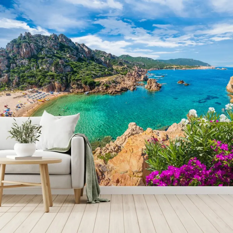 Wall mural turquoise cove at Costa Paradiso