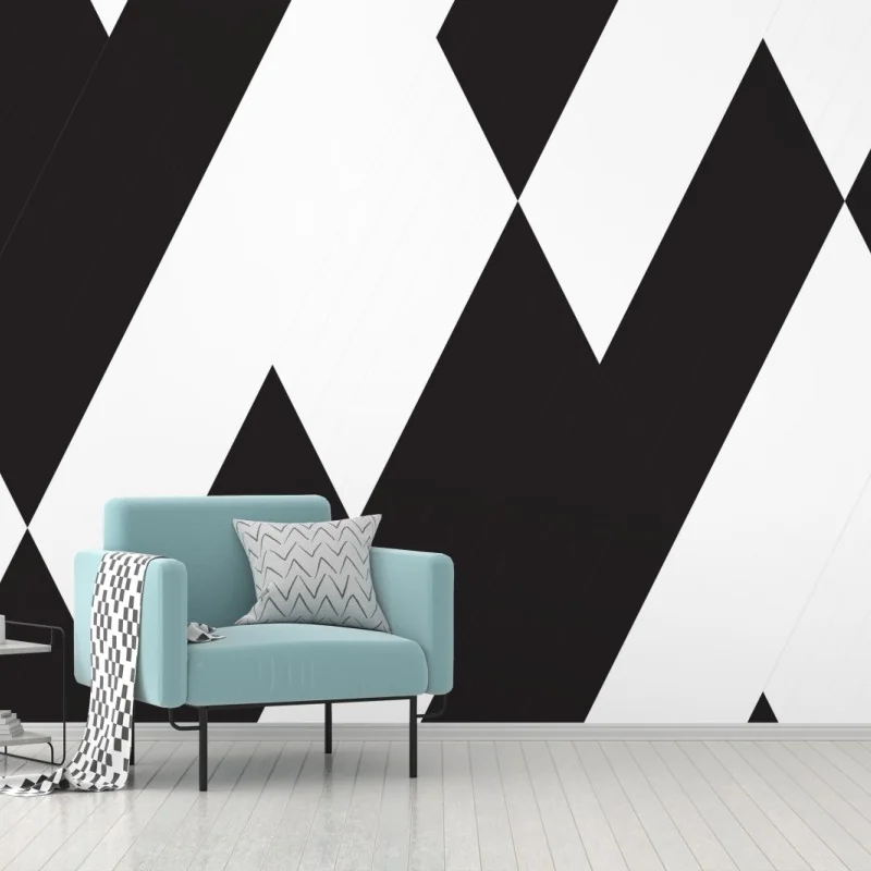 Wall mural bold black and white geometric pattern