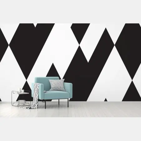 Wall mural bold black and white geometric pattern • Wallissimo®