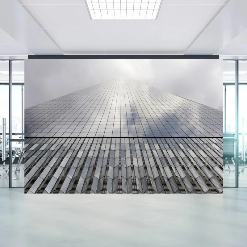 Wall mural towering glass skyscraper vertical perspective