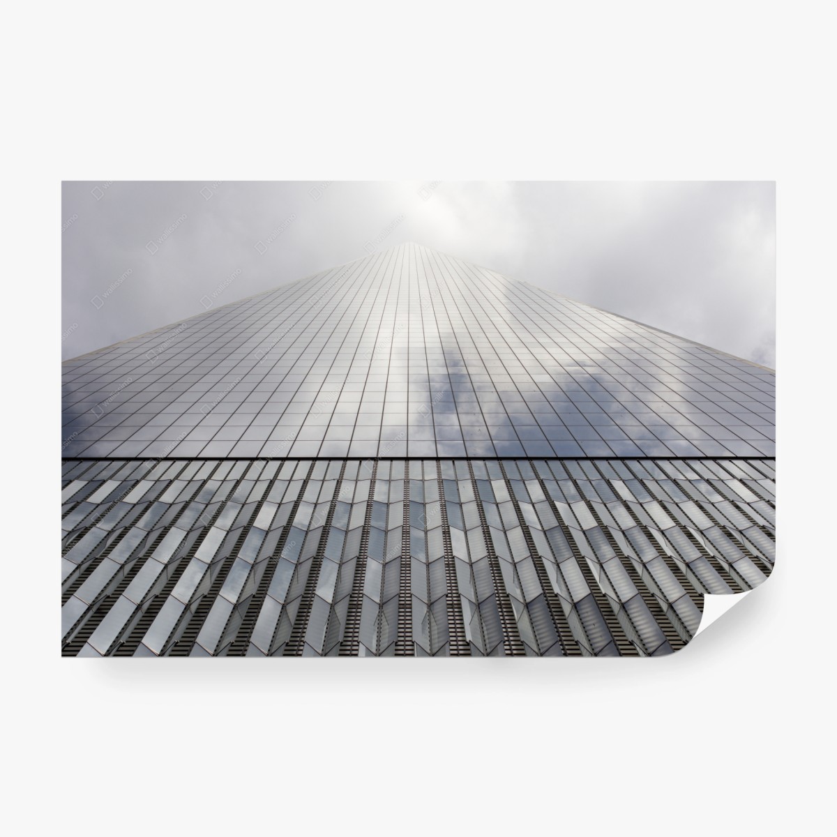 Wall mural towering glass skyscraper vertical perspective • Wallissimo®
