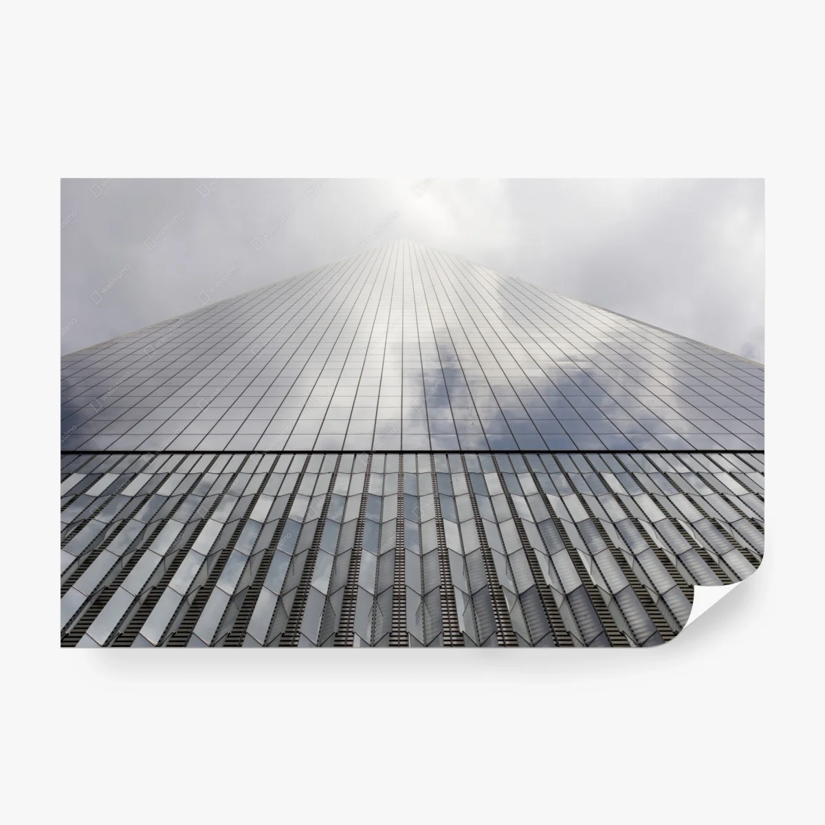 Wall mural towering glass skyscraper vertical perspective • Wallissimo® Wall mural towering glass skyscraper vertical perspective • Wallissimo®