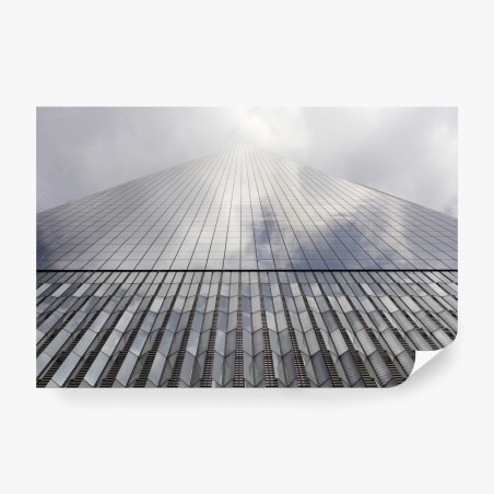 Wall mural towering glass skyscraper vertical perspective • Wallissimo®