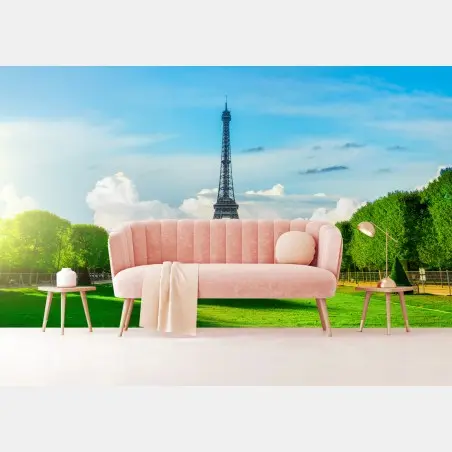 Wall mural eiffel tower view in Paris • Wallissimo®