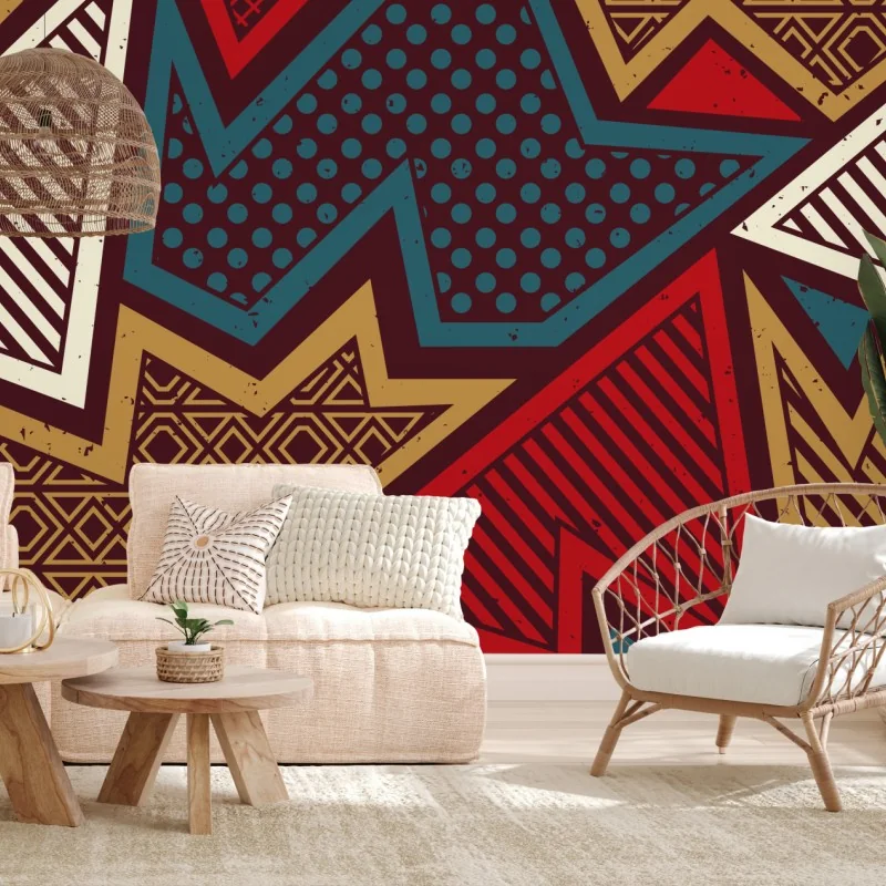 Wall mural bold geometric star pattern