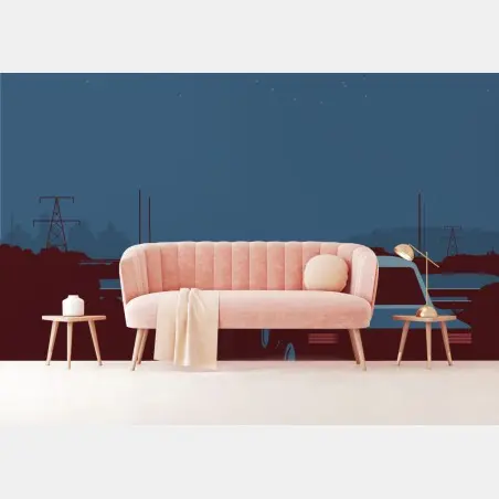 Wall mural midnight drive by the bridge • Wallissimo®