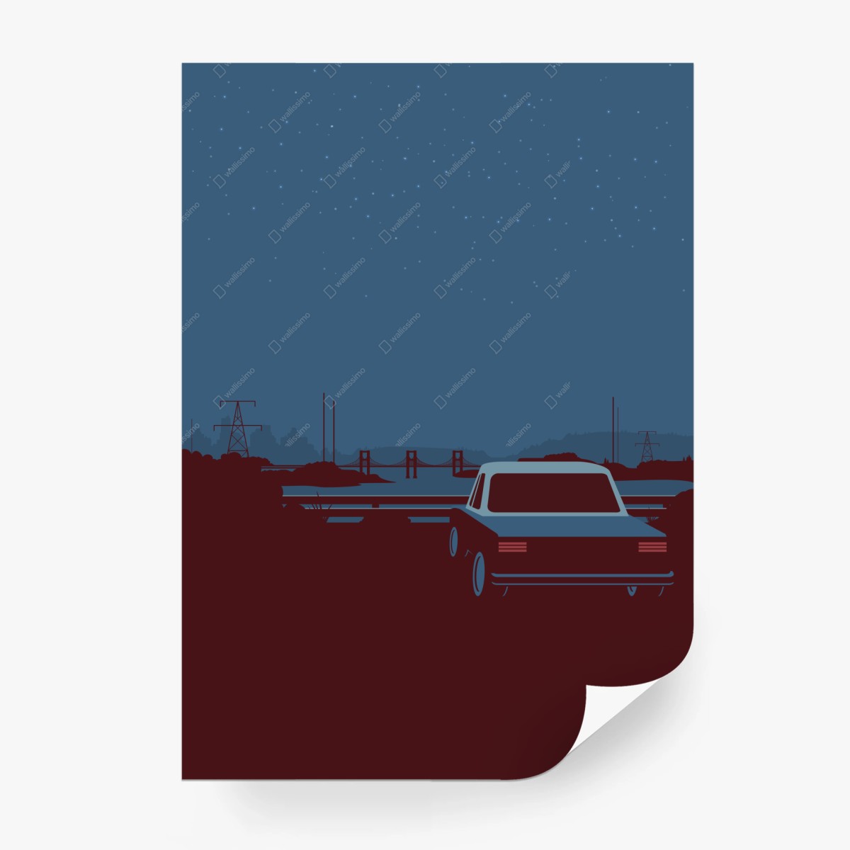 Wall mural midnight drive by the bridge • Wallissimo®