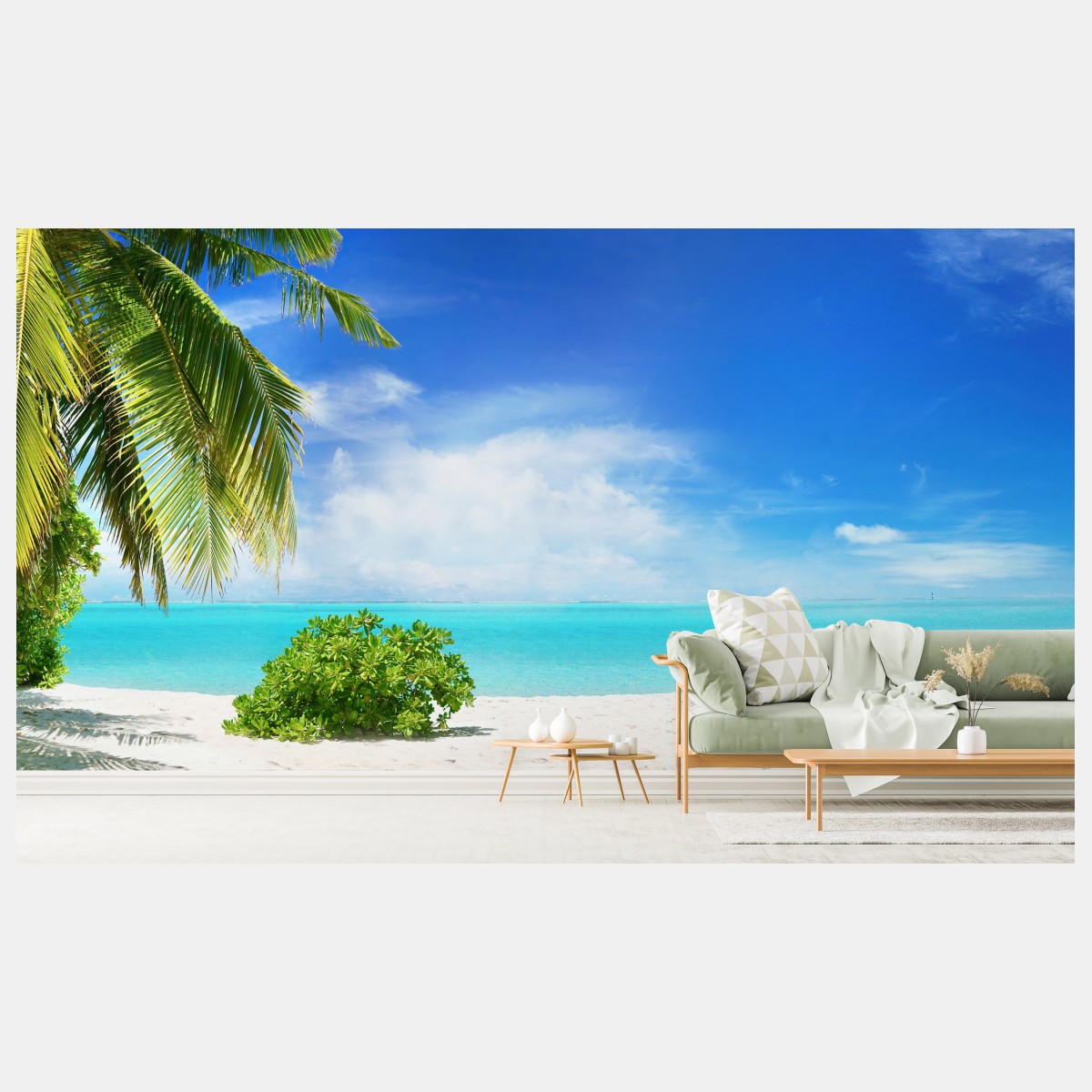 Wall mural Maldives turquoise beach escape • Wallissimo®