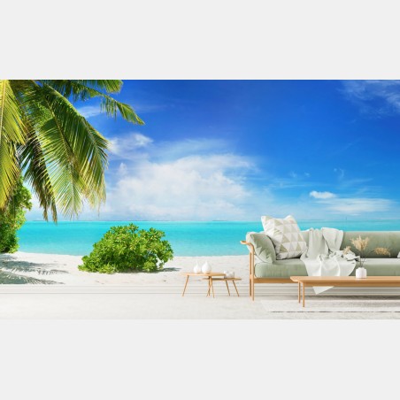 Wall mural Maldives turquoise beach escape • Wallissimo®