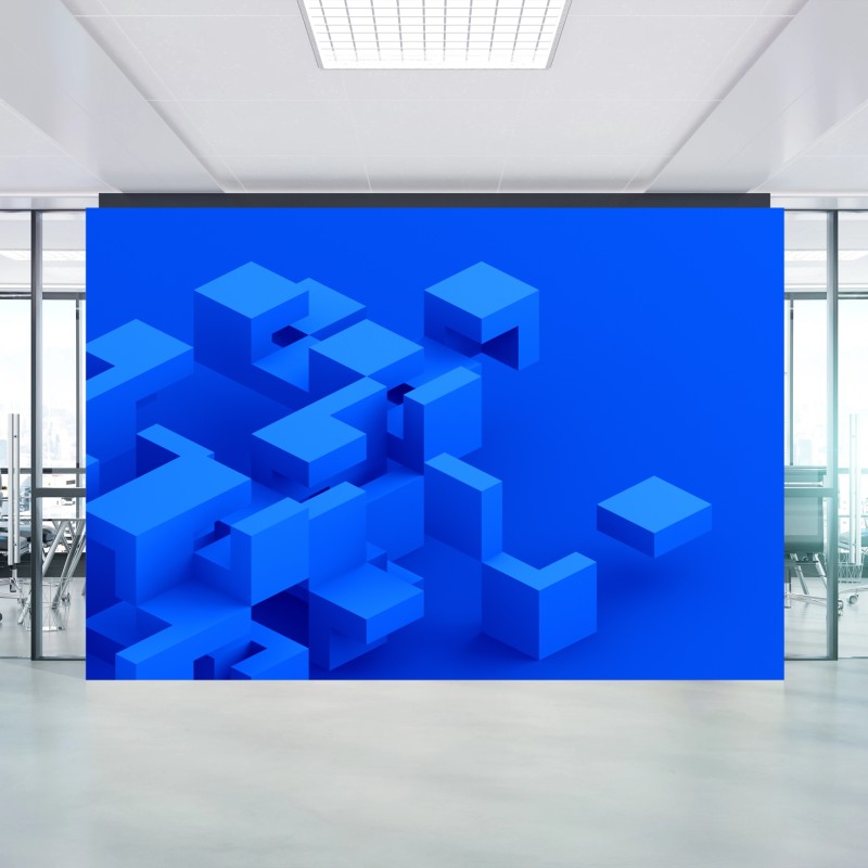 Wall mural modern blue 3d cube composition