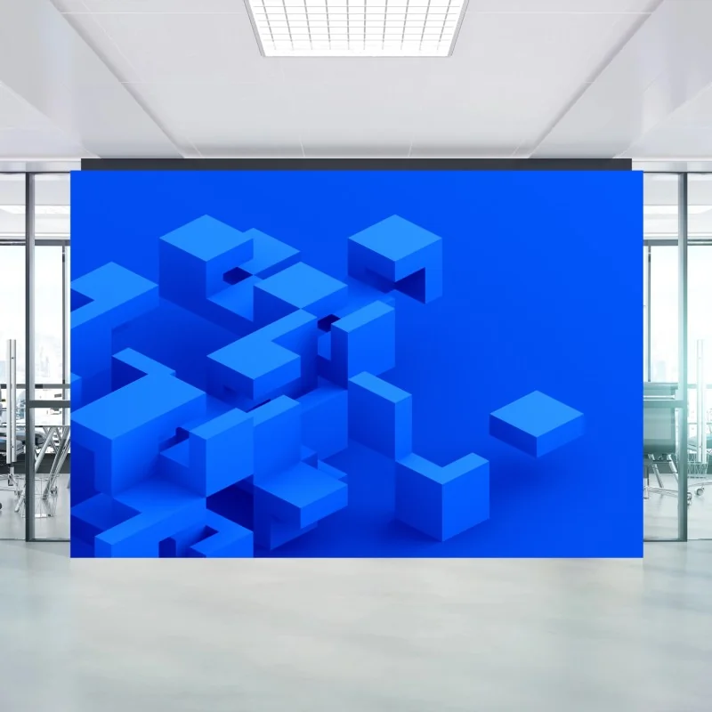 Wall mural modern blue 3d cube composition