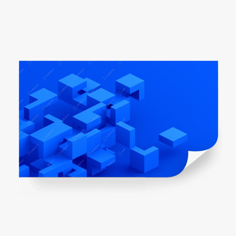 Wall mural modern blue 3d cube composition
