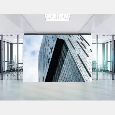 Wall mural towering glass skyscraper perspective • Wallissimo®