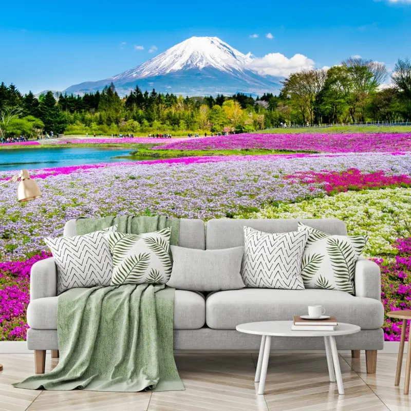 Wall mural Mount Fuji and shibazakura meadow • Wallissimo®