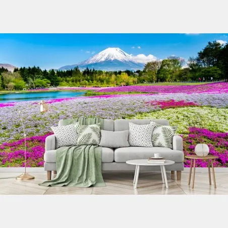 Wall mural Mount Fuji and shibazakura meadow • Wallissimo®