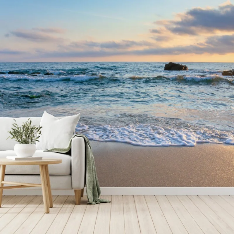Wall mural sunrise over tranquil beach