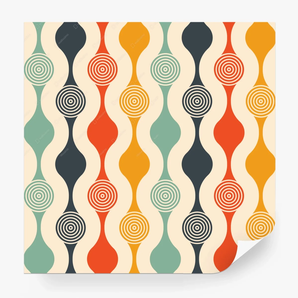 Wall mural retro geometric pattern with concentric circles • Wallissimo®