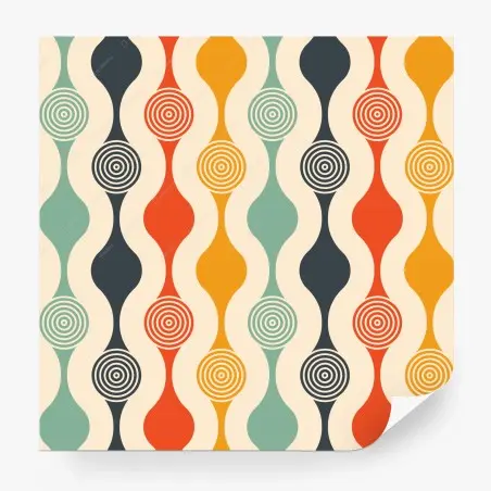 Wall mural retro geometric pattern with concentric circles • Wallissimo®