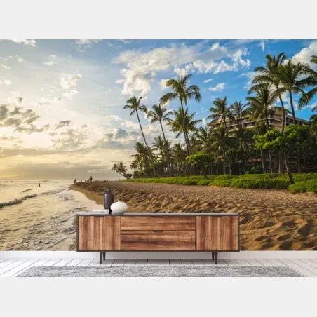 Wall mural Kaanapali beach sunset on Maui • Wallissimo®