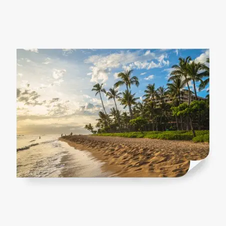 Wall mural Kaanapali beach sunset on Maui • Wallissimo®