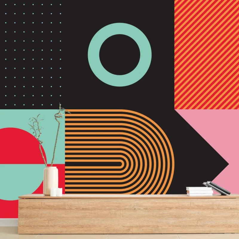 Wall mural brutalist geometric composition