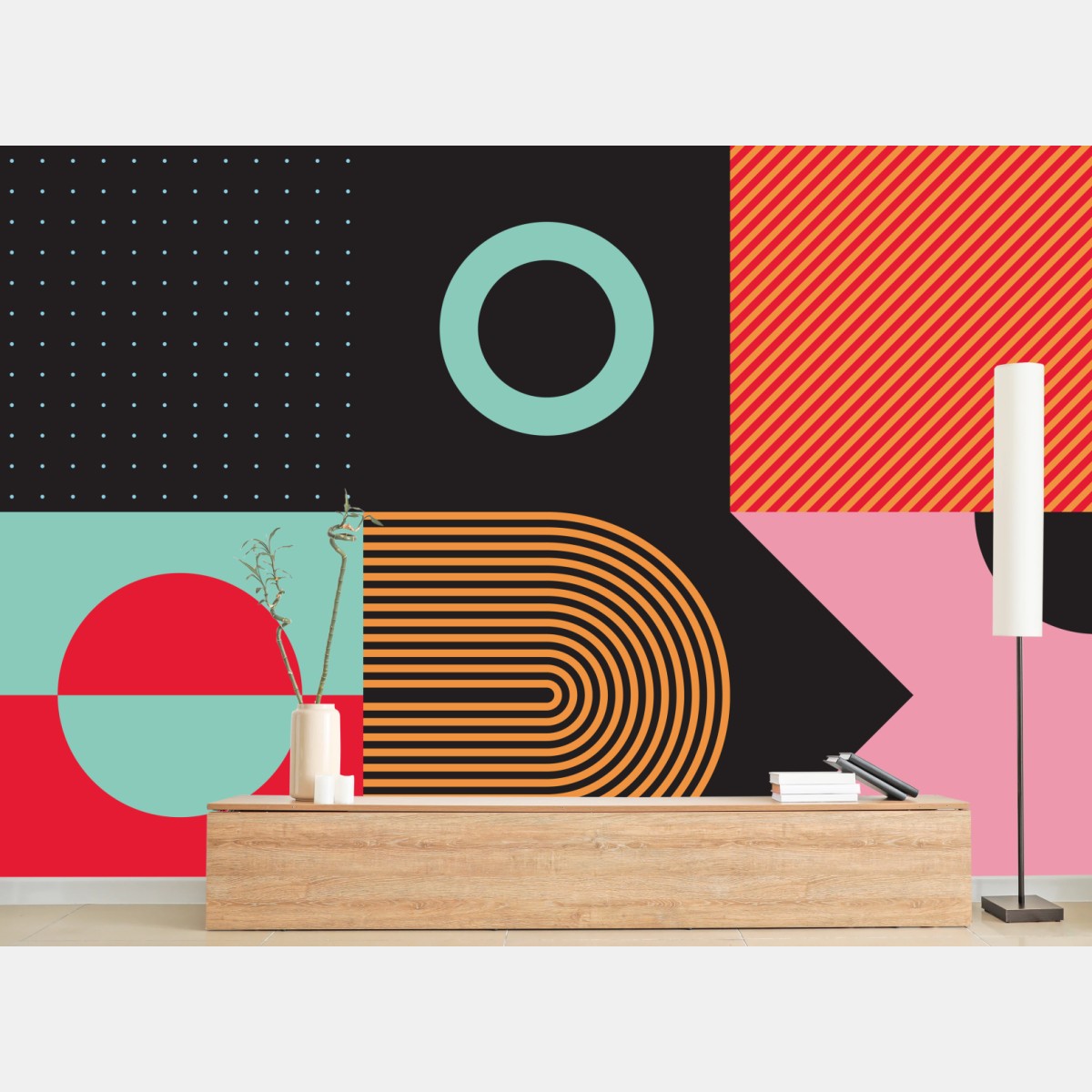 Wall mural brutalist geometric composition • Wallissimo®