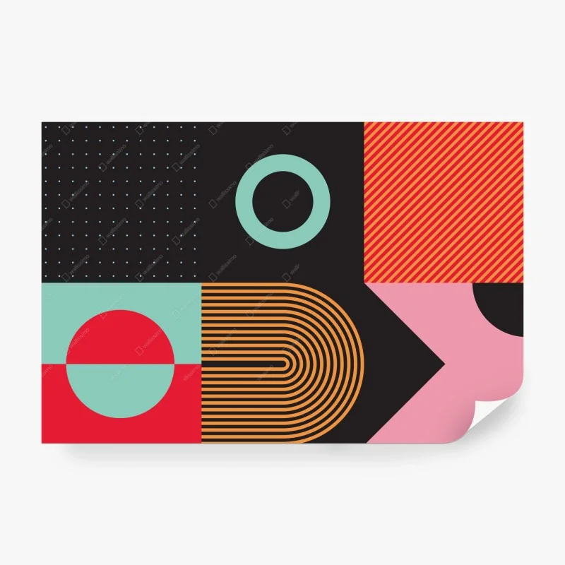 Wall mural brutalist geometric composition