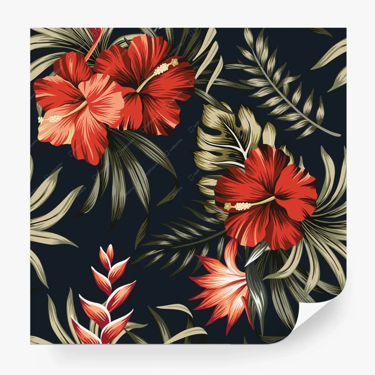 Wall mural vibrant hibiscus tropical floral print • Wallissimo® Wall mural vibrant hibiscus tropical floral print • Wallissimo®