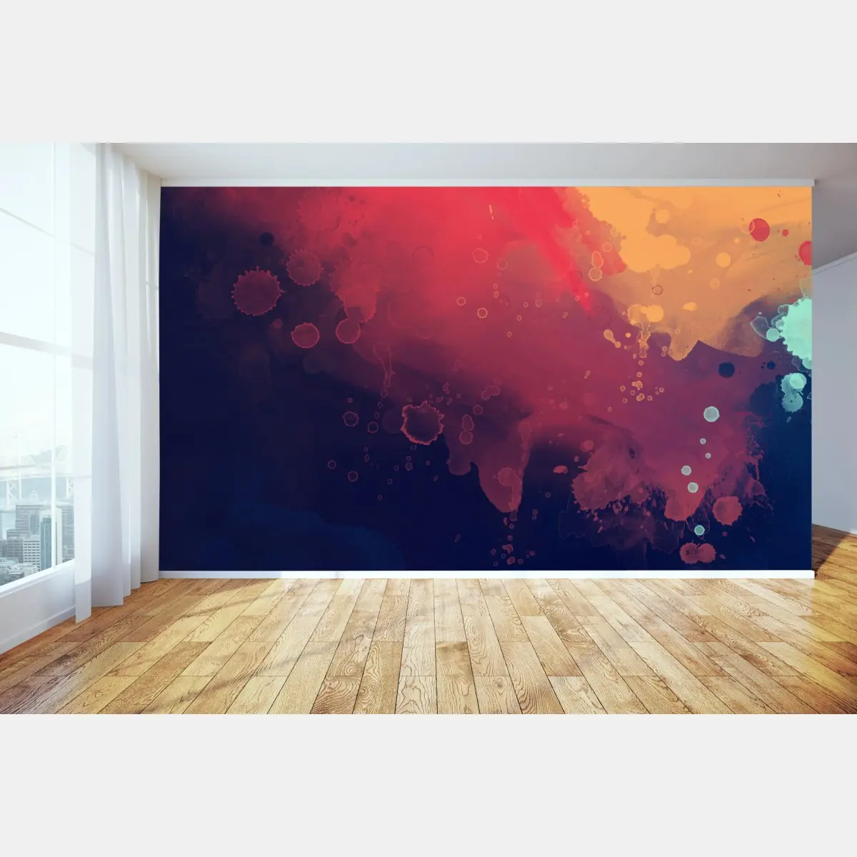Wall mural vibrant watercolor abstract splash • Wallissimo®