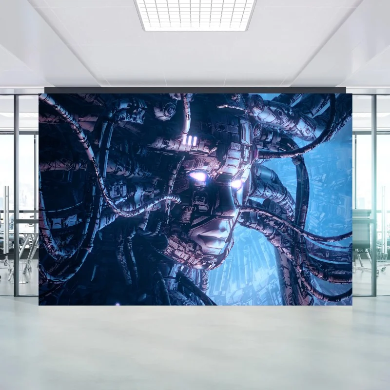 Wall mural futuristic cyborg portrait