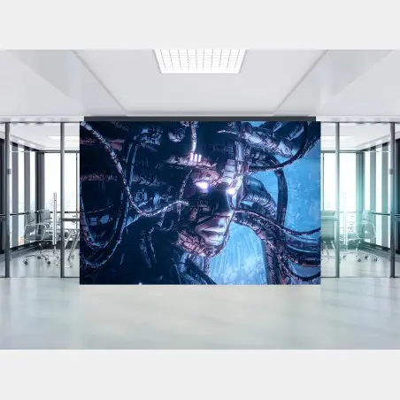 Wall mural futuristic cyborg portrait • Wallissimo®