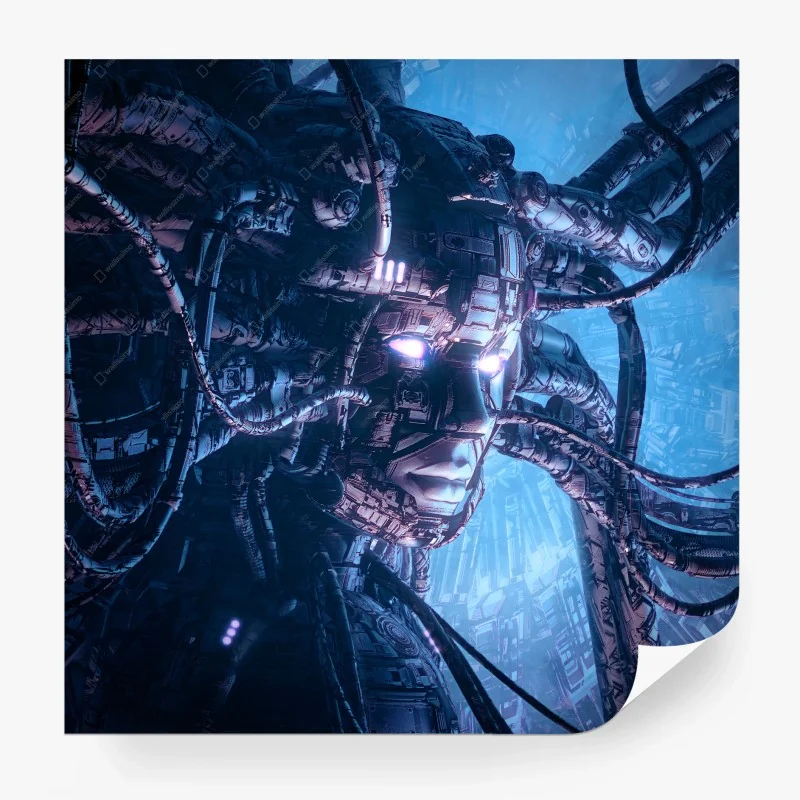 Wall mural futuristic cyborg portrait