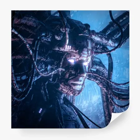 Wall mural futuristic cyborg portrait • Wallissimo®