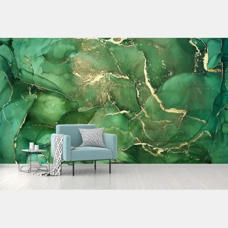 Wall mural emerald fluid marble abstract • Wallissimo®
