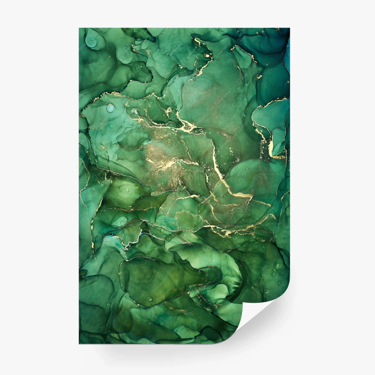 Wall mural emerald fluid marble abstract • Wallissimo® Wall mural emerald fluid marble abstract • Wallissimo®