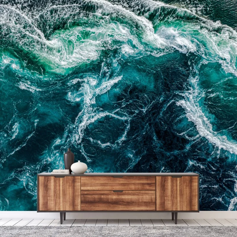 Wall mural turquoise maelstrom: abstract ocean waves