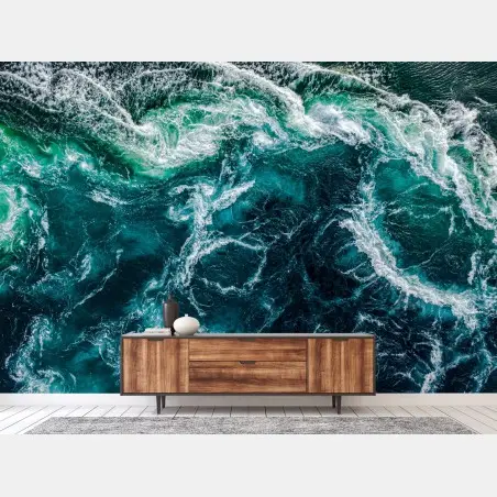 Wall mural turquoise maelstrom: abstract ocean waves • Wallissimo®