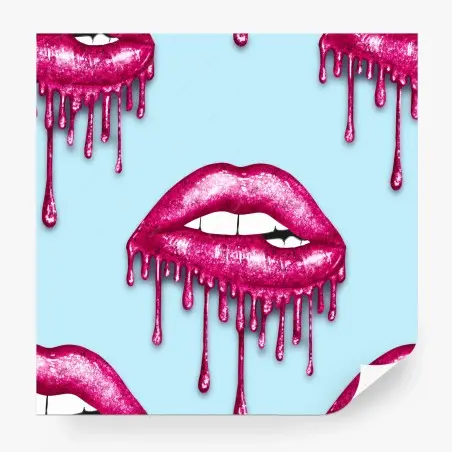 Wall mural glitter dripping lips pop art print • Wallissimo®