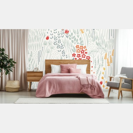 Wall mural delicate wildflower meadow illustration • Wallissimo®