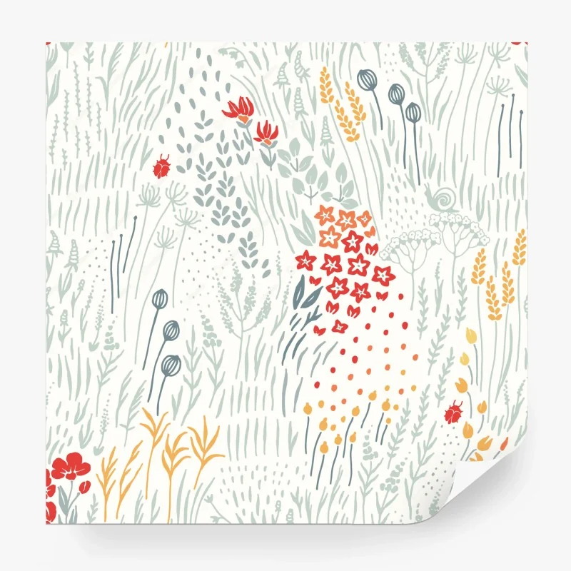 Wall mural delicate wildflower meadow illustration
