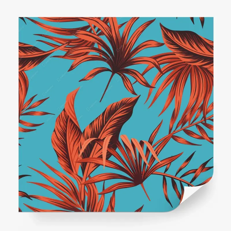 Wall mural vibrant turquoise tropical leaves