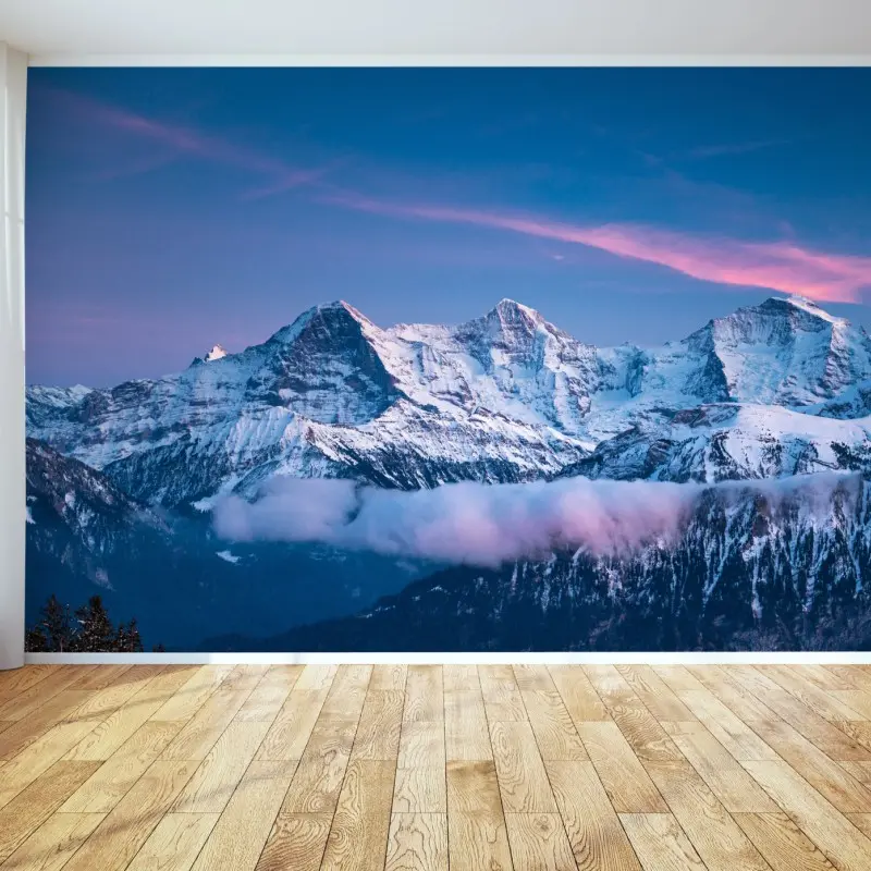 Wall mural Eiger, Mönch and Jungfrau during blue hour