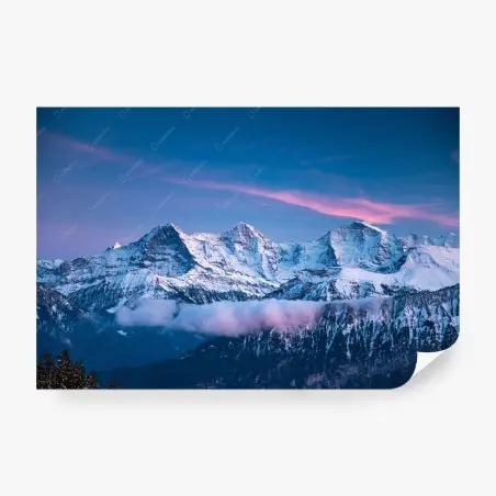 Wall mural Eiger, Mönch and Jungfrau during blue hour • Wallissimo®