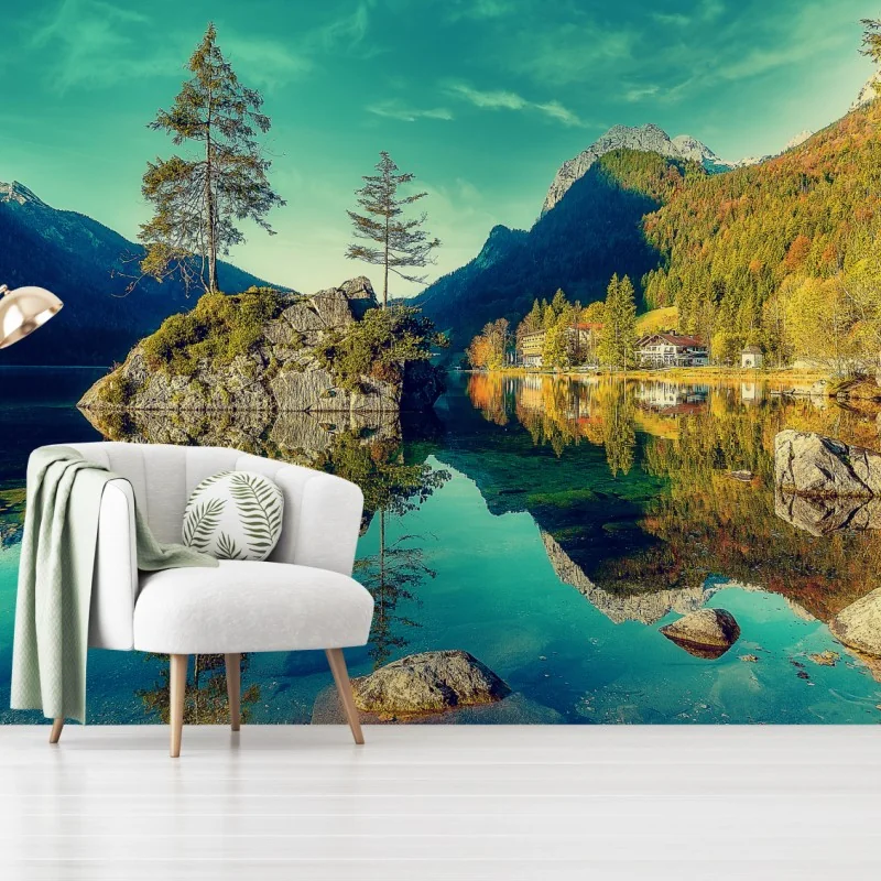 Wall mural Hintersee alpine lake reflection